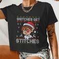 Snitches Get Stitches Elf Xmas Vintage Retro Santa Hat Women Cropped T-shirt