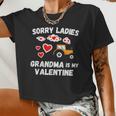 Sorry Ladies Grandma Is My Valentine Day Boys Tractor Women Cropped T-shirt