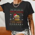 Ugly Christmas Sweater Burger Happy Holidays With Cheese Women Cropped T-shirt