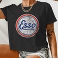 Vintage Car Esso Gas Station And Womens Women Cropped T-shirt