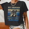 Vintage Veteran Mom My Heroes Don't Wear Capes Army Boots T-Shirt Women Cropped T-shirt