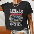 Vintage Video Gamer Birthday Level 46 Unlocked 46Th Birthday Women Cropped T-shirt