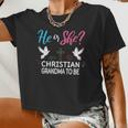 Womens Gender Reveal He Or She Nana To Be Christian Future Grandma Women Cropped T-shirt