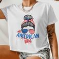 Cute All American Girl Usa Flag Women Cropped T-shirt