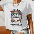 Womens Free Mom Hugs Messy Bun Lgbt Pride Women Cropped T-shirt