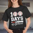 100 Days Of School For 100Th Day Baseball Student Or Teacher Women Cropped T-shirt