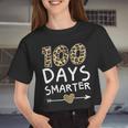 100 Days Smarter Leopard 100Th Day Of School Boys Girls Women Cropped T-shirt