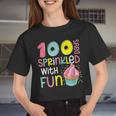 100 Days Sprinkled With Fun Cupcake 100Th Day Of School Girl Women Cropped T-shirt