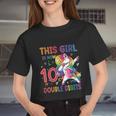 10Th Birthday Girls This Girl Is Now 10 Double Digits Women Cropped T-shirt