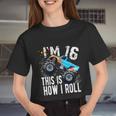 16 Year Old Cool 16Th Birthday Boy For Monster Truck Car Lovers Women Cropped T-shirt