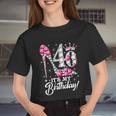 40 Years Old It's My 40Th Cool Birthday Pink Diamond Shoes Women Cropped T-shirt