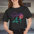 41St Birthday Hello 41 Kiss Purple Bday Women Women Cropped T-shirt