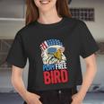4Th Of July American Flag Bald Eagle Mullet Play Free Bird Women Cropped T-shirt
