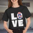 4Th Of July Gnome For Women Patriotic American Flag Heart Women Cropped T-shirt