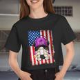 4Th Of July Running Gnome For Women Patriotic American Flag Women Cropped T-shirt