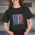 American Ribcage Heart Usa Flag 4Th Of July Women Cropped T-shirt