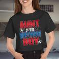 Aunt Of The Birthday Boy Costume Spider Web Birthday Party Women Cropped T-shirt