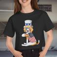 Beagle Dog Merica 4Th Of July Usa American Flag Men Women Women Cropped T-shirt