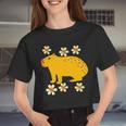 Capybara Flower Lovers Animal Pet Cute Cartoon Comic Women Cropped T-shirt