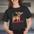 Chihuahua Valentine's Day Dog Dad Dog Mom Flowers Women Cropped T-shirt