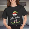 Coffee Drinking Elf Group Christmas Pajama Party Women Cropped T-shirt