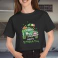 Cute Flamingo Truck Shamrock Green St Patrick Day Women Cropped T-shirt