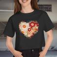 Cute Valentines Day Flowers Heart Women Cropped T-shirt