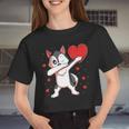 Dabbing Siberian Husky Heart Valentines Day Boys Girls Women Cropped T-shirt