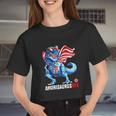 Dinosaur 4Th Of July Amerisaurus Rex Women Cropped T-shirt