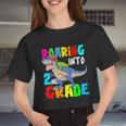 Dinosaur Roaring Into 2Nd Grade Women Cropped T-shirt