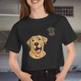 Dog Lover Dog Mom Dad Golden Yellow Labrador Retriever Women Cropped T-shirt