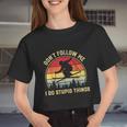 Don't Follow Me I Do Stupid Things For Retro Vintage Skiing Women Cropped T-shirt