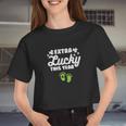 Extra Lucky St Patricks Day Pregnancy Announcement Mom Women Cropped T-shirt