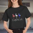 Flamerican Fourth Of July 4Th Usa Freedom Women Cropped T-shirt