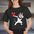 Dabbing Husky Valentine's Day Boys Girls Women Cropped T-shirt