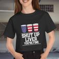 July 4Th Beer Cups American Flag Women Cropped T-shirt