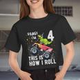 KidsRex Dinosaur Monster Truck 4Th Birthday Boys And Girls Women Cropped T-shirt