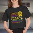 Sarcoma Mother Quote Sunflower With Butterflies Women Cropped T-shirt