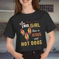 Watercolor Girl Run On Jesus And Hot Dogs Women Cropped T-shirt