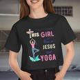 Watercolor Girl Run On Jesus And Yoga Women Cropped T-shirt