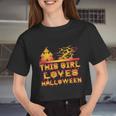 This Girl Loves Halloween Hallloween Quote Women Cropped T-shirt