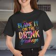 Girls Cruise Blame It On The Drink Package Drinking Booze Women Cropped T-shirt