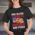 God Bless American Freedom And Pizza Plus Size Shirt For Men Women And Family Women Cropped T-shirt