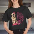 Golden Retriever My Shadow Has Four Legs And A Tail Flower Women Cropped T-shirt