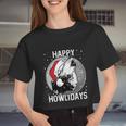 Happy Howlidays Shirt Christmas Wolf Women Cropped T-shirt