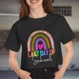 Happy Last Day Of School Teacher Student Graduation Rainbow V3 Women Cropped T-shirt
