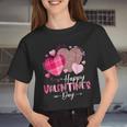 Happy Valentines Day Leopard And Plaid Hearts Girls Women Women Cropped T-shirt