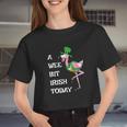 Irish Flamingo Saint Patricks Day Leprechaun Hat Bird Women Cropped T-shirt