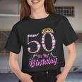 It's My 50Th Birthday Queen Tiara Shoes 50 Yrs Old Bday Women Cropped T-shirt