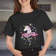 Kids 7 Year Old Girl Birthday Unicorn Shirt 7Th Birthday Women Cropped T-shirt